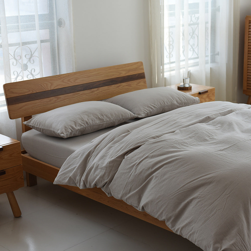 MUJI Japanese-style cotton solid color four-piece set simple cotton bedding (Shipping not included)