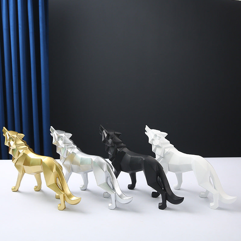 Nordic creative resin geometric wolf ornaments (Shipping not included)