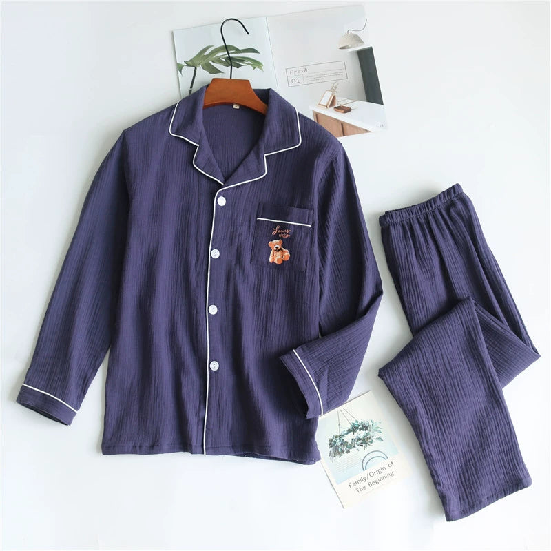 Ms. Bear Couple Double Layer Cotton Round Neck Pajamas (Shipping included)