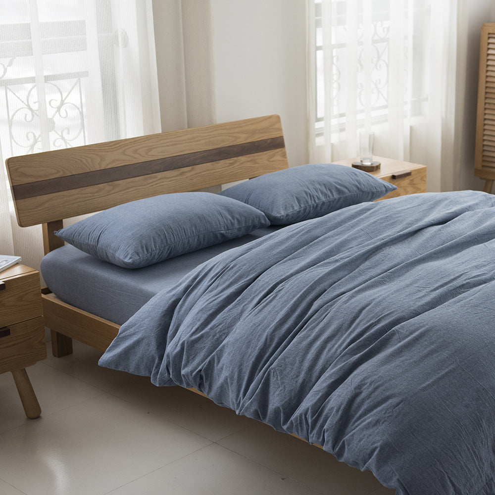 MUJI Japanese-style cotton solid color four-piece set simple cotton bedding (Shipping not included)
