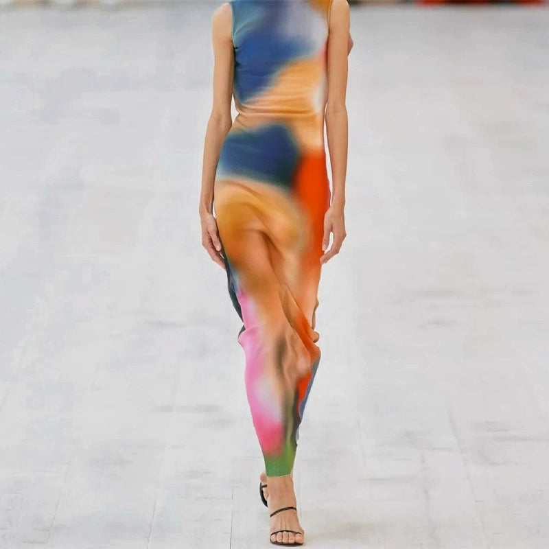 Tie-dye design sleeveless dress (Shipping included)