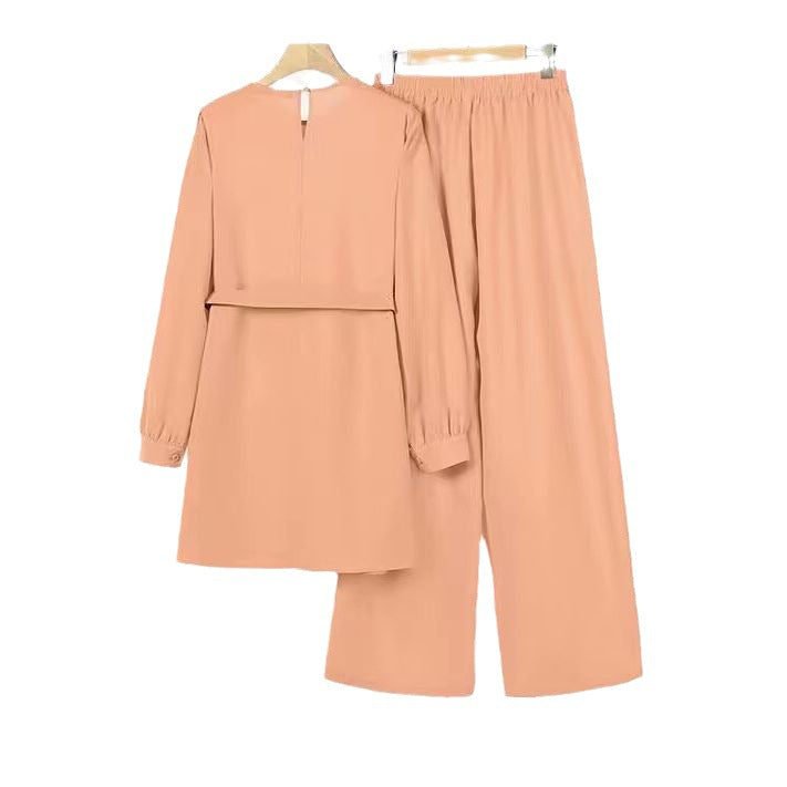 Round Neck Long Sleeve Trousers Set (Shipping not included)