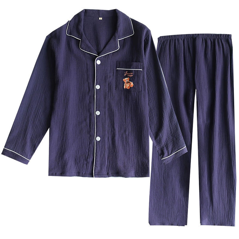 Ms. Bear Couple Double Layer Cotton Round Neck Pajamas (Shipping included)