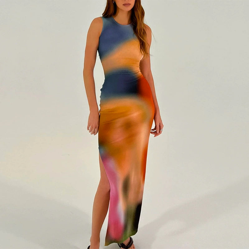 Tie-dye design sleeveless dress (Shipping included)