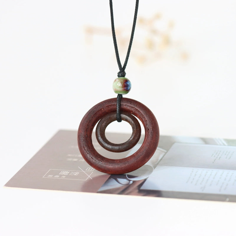 Old Dream Simple Fashion Mori Wood Circle Long Necklace for Women (Shipping not included)