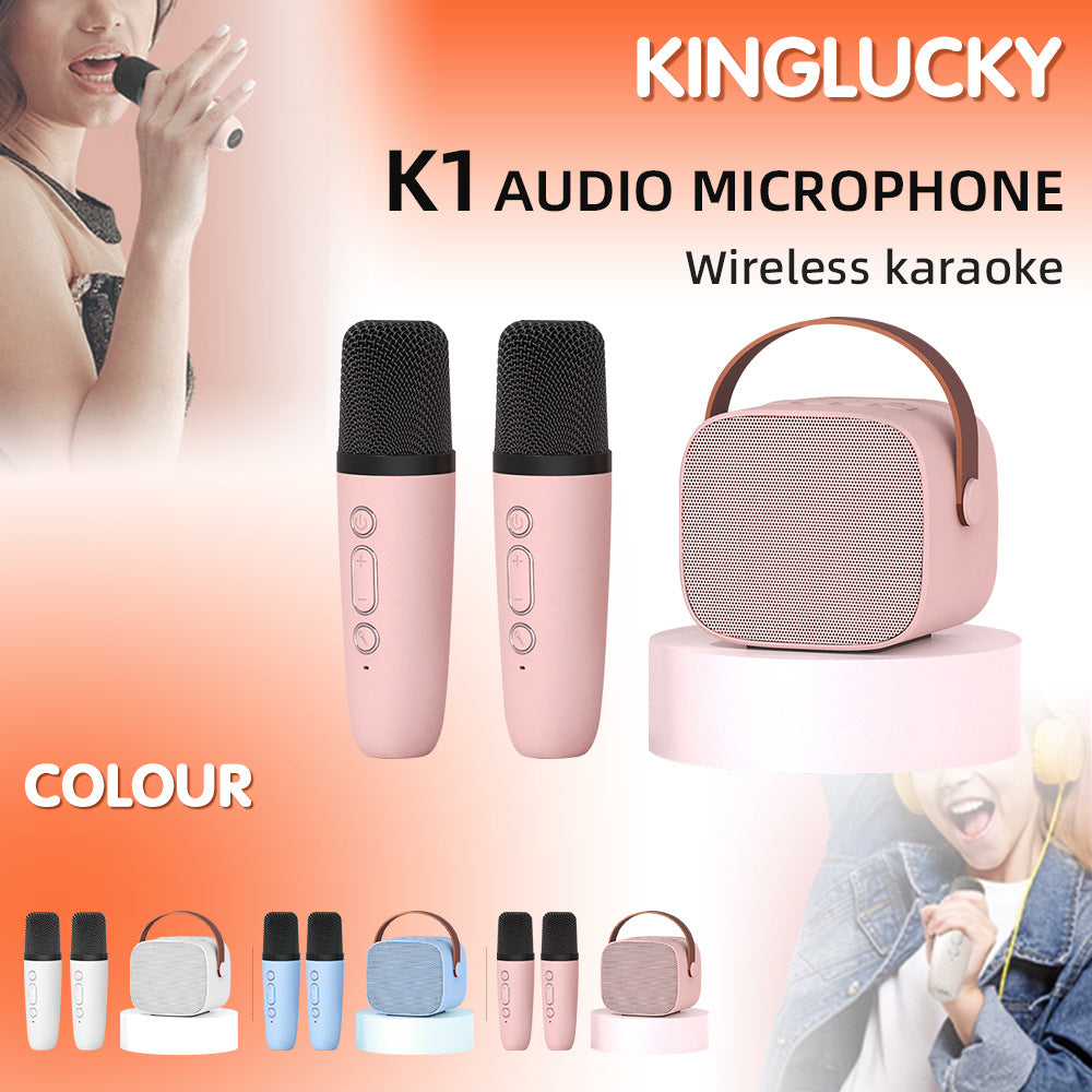 K12 microphone audio integrated wireless microphone, karaoke home singing, home ktv with light, bluetooth audio (Shipping not included)