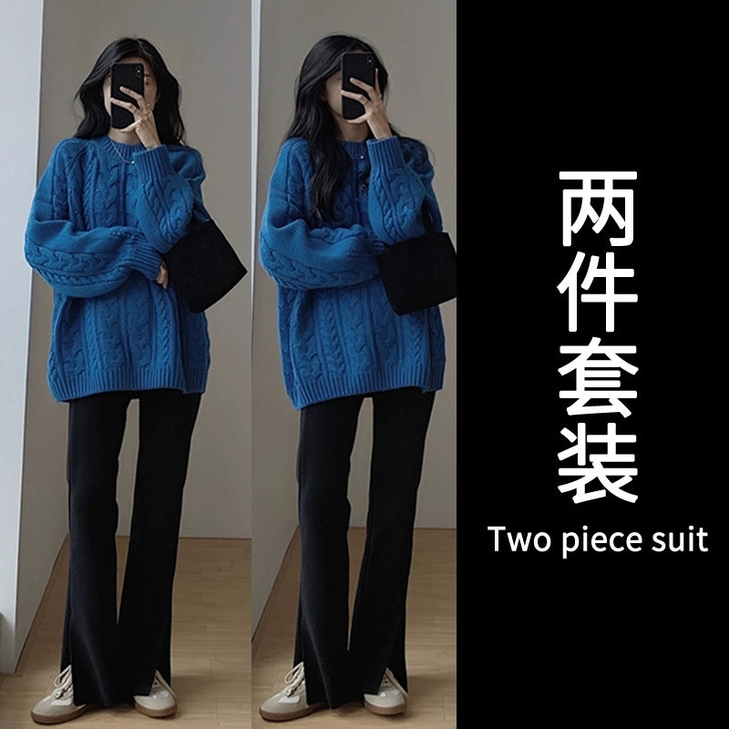 Korean Two-piece blue shirt and pants (Shipping not included)
