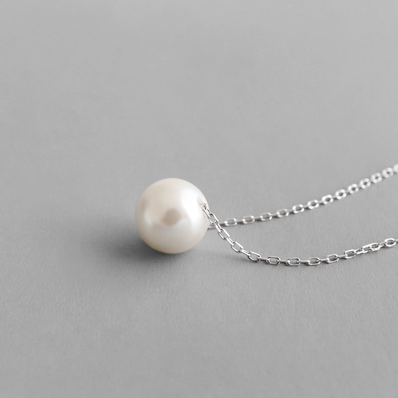 Korean version S925 sterling silver single pearl necklace (Shipping not included)