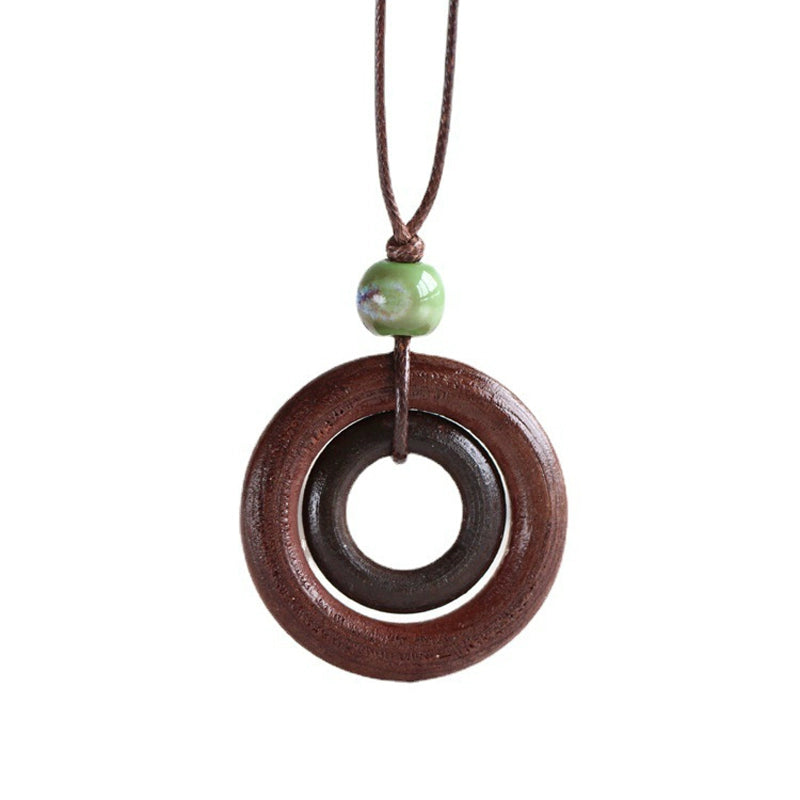 Old Dream Simple Fashion Mori Wood Circle Long Necklace for Women (Shipping not included)